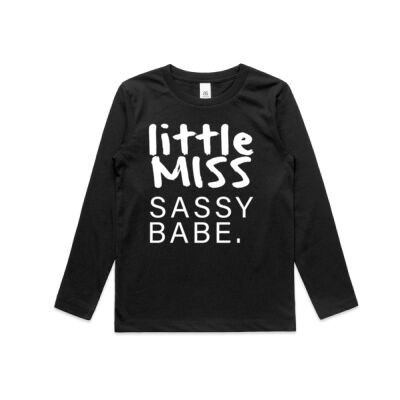 Little Miss Sassy Babe - Long Sleeve Kids Tee Thumbnail